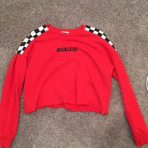 Red reckless cropped shirt